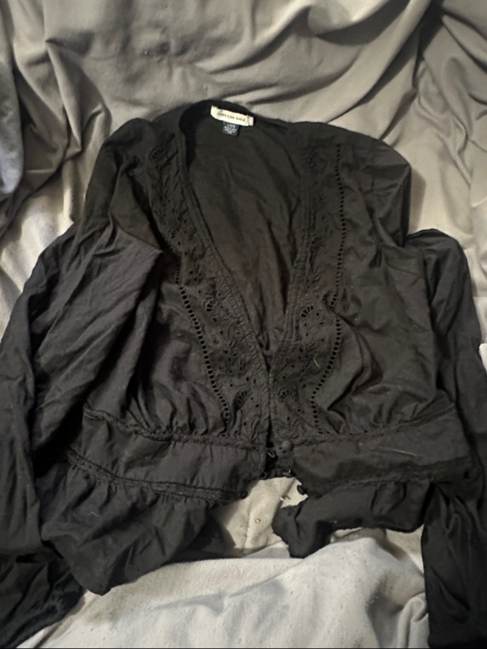 American Eagle Outfitters Black Embroidered Cardigan